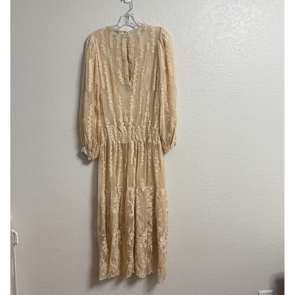 Sundance Dress Womens‎ Small Peach Silk Embroidered Sheer Boho Cottage NO LINER - Picture 4 of 14